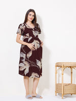 Load image into Gallery viewer, Women Floral Print Maternity dress with Feeding