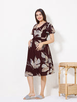 Load image into Gallery viewer, Women Floral Print Maternity dress with Feeding