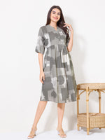 Load image into Gallery viewer, Women Abstract Print Materntiy Dress with Feeding