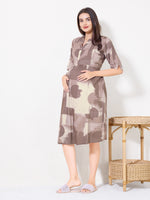 Load image into Gallery viewer, Women Abstract Print Materntiy Dress with Feeding