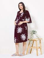 Load image into Gallery viewer, Women Floral Print Maternity dress with Feeding