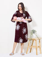 Load image into Gallery viewer, Women Floral Print Maternity dress with Feeding