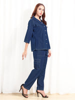 Load image into Gallery viewer, Denim Blue Women Co-ord set