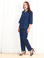 Load image into Gallery viewer, Denim Blue Women Co-ord set