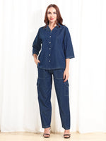 Load image into Gallery viewer, Denim Blue Women Co-ord set