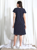 Load image into Gallery viewer, Arela Printed Women Hosiery Nightdress Blue