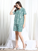 Load image into Gallery viewer, WOMEN Green Rayon SHIRT SHORT PANT NIGHT SUIT