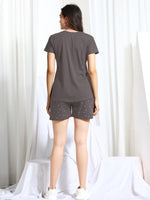 Load image into Gallery viewer, WOMEN Beige Hosiery SHIRT SHORT PANT NIGHT SUIT