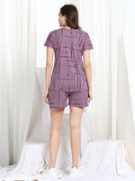 Load image into Gallery viewer, WOMEN SHIRT SHORT PANT NIGHT SUIT Purple Hosiery