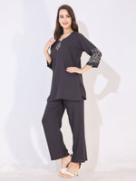 Load image into Gallery viewer, Women Solid Embroidered Stylish Co-ord Set