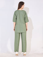 Load image into Gallery viewer, Women Blue Solid Embroidered Stylish Co-ord Set