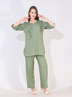 Load image into Gallery viewer, Women Blue Solid Embroidered Stylish Co-ord Set