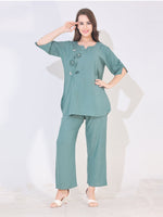 Load image into Gallery viewer, Women Green Solid Embroidered Stylish Co-ord Set