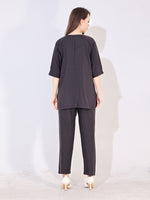 Load image into Gallery viewer, Women Grey Solid Embroidered Stylish Co-ord Set