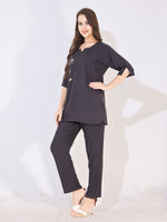 Load image into Gallery viewer, Women Grey Solid Embroidered Stylish Co-ord Set