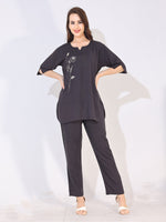 Load image into Gallery viewer, Women Grey Solid Embroidered Stylish Co-ord Set