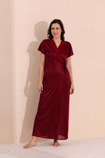 Load image into Gallery viewer, Arela Women Satin Baby Doll with Robe Maroon