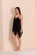Load image into Gallery viewer, Arela Women Satin Baby Doll with Robe Black