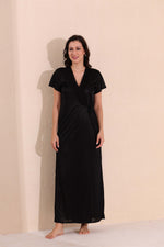 Load image into Gallery viewer, Arela Women Satin Baby Doll with Robe Black
