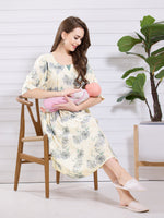 Load image into Gallery viewer, Arela Cream Floral Maternity Nightdress