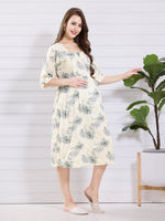 Load image into Gallery viewer, Arela Cream Floral Maternity Nightdress