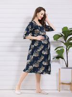 Load image into Gallery viewer, Arela Green Floral Maternity Nightdress