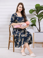 Load image into Gallery viewer, Arela Green Floral Maternity Nightdress