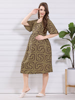 Load image into Gallery viewer, Arela Mustard Maternity Nightdress