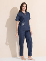 Load image into Gallery viewer, Arela Womens Blue Denim Co-ord set with Embroided Pockets