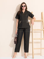 Load image into Gallery viewer, Arela Womens Charcoal Black Denim Co-ord set with Embroided Pockets