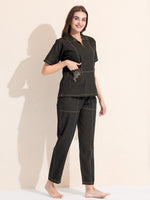 Load image into Gallery viewer, Arela Womens Charcoal Black Denim Co-ord set with Embroided Pockets