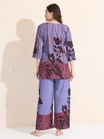 Load image into Gallery viewer, Arela Womens Purple Floral Print Co-ord set