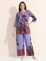 Load image into Gallery viewer, Arela Womens Purple Floral Print Co-ord set