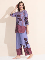 Load image into Gallery viewer, Arela Womens Purple Floral Print Co-ord set