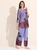 Load image into Gallery viewer, Arela Womens Purple Floral Print Co-ord set