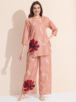 Load image into Gallery viewer, Arela Womens Peach Floral Co-ord Set