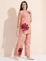 Load image into Gallery viewer, Arela Womens Peach Floral Co-ord Set