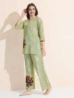Load image into Gallery viewer, Arela Womens Green Floral Co-ord Set