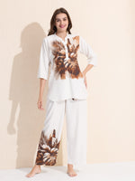 Load image into Gallery viewer, Arela Womens Brown Tropical Print Co-ord Set