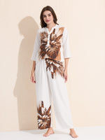 Load image into Gallery viewer, Arela Womens Brown Tropical Print Co-ord Set