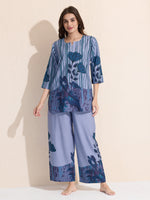 Load image into Gallery viewer, Arela Womens Blue Floral Print Co-ord set