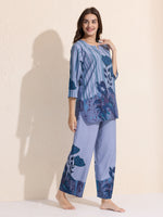 Load image into Gallery viewer, Arela Womens Blue Floral Print Co-ord set