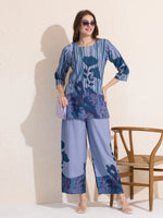 Load image into Gallery viewer, Arela Womens Blue Floral Print Co-ord set