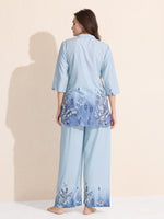 Load image into Gallery viewer, Arela Womens Pastel Blue Floral Ombre Co-ord Set