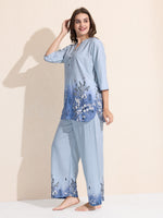Load image into Gallery viewer, Arela Womens Pastel Blue Floral Ombre Co-ord Set