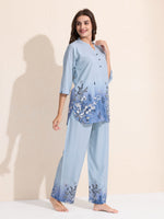 Load image into Gallery viewer, Arela Womens Pastel Blue Floral Ombre Co-ord Set