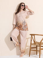 Load image into Gallery viewer, Arela Womens Beige Floral Ombre Co-ord Set
