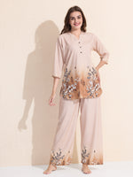 Load image into Gallery viewer, Arela Womens Beige Floral Ombre Co-ord Set
