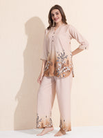 Load image into Gallery viewer, Arela Womens Beige Floral Ombre Co-ord Set
