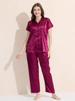 Load image into Gallery viewer, Women's Satin Shirt Collar Lounge Set